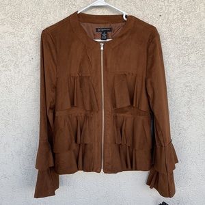 INC ruffle suede jacket